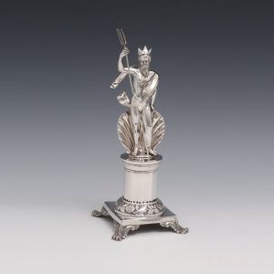 A SILVER TOOTHPICK HOLDER REPRESENTING NEPTUNE