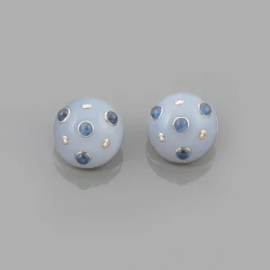 Par de Brincos Calcedónia Azul