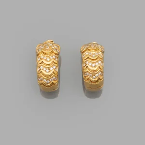 Par Brincos Ouro Diamantes