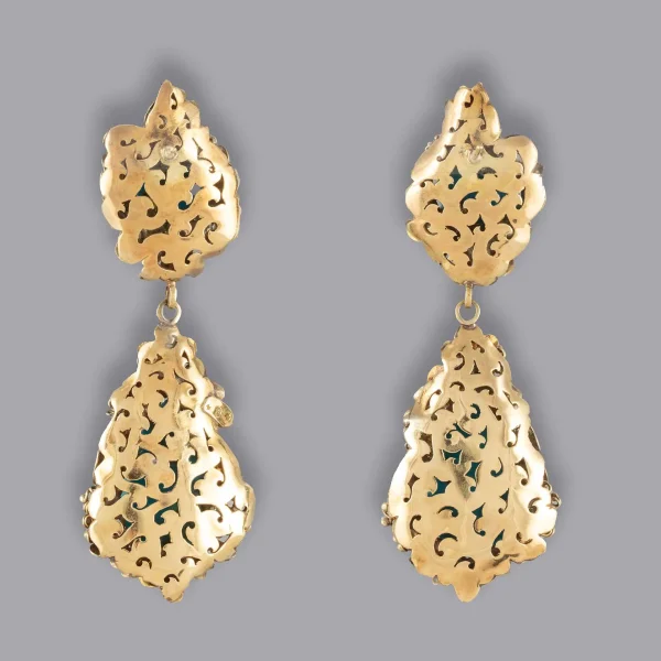 Par de brincos ouro turquesa